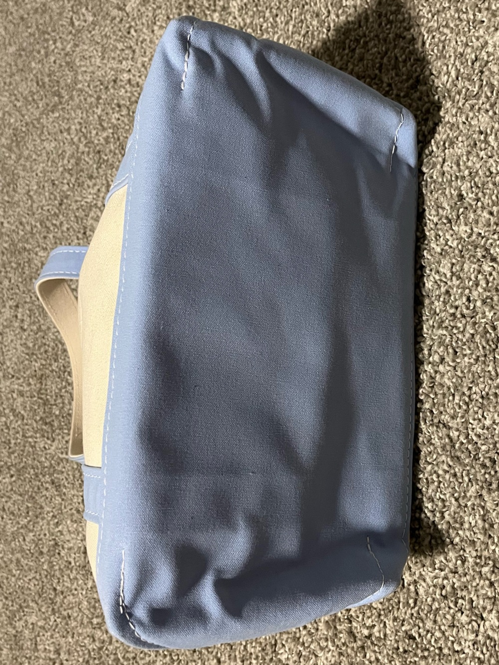 L L Bean Boat and Tote Canvas Tote with Light Blue Handles - Picture 4 of 13